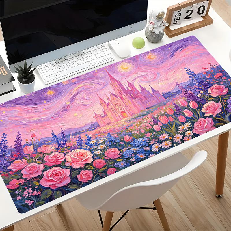 Large Mouse Pad Gaming E-sports Mousepad Pink Anime Castle Keyboard Pad Laptop Computer Gamer Desk Mat Cute Decorative Mausepad