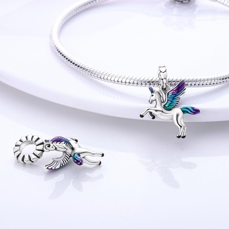 Boy And Girl Silver Color Beads Star Moon Clip Charm Unicorn Dangle Charms Fit New Arriver Cute Bracelet Diy