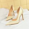 Fashionable and Minimalist Ultra-high Heels Satin Shallow Cut Pointed Side Hollow High Heels Women's Shoes Single Shoes