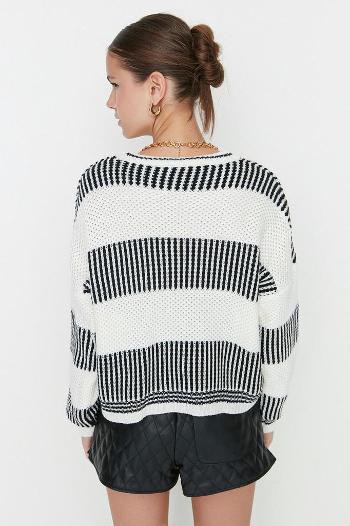 Женский свитер в элегантном стиле, трикотаж с цветными блоками, свитер