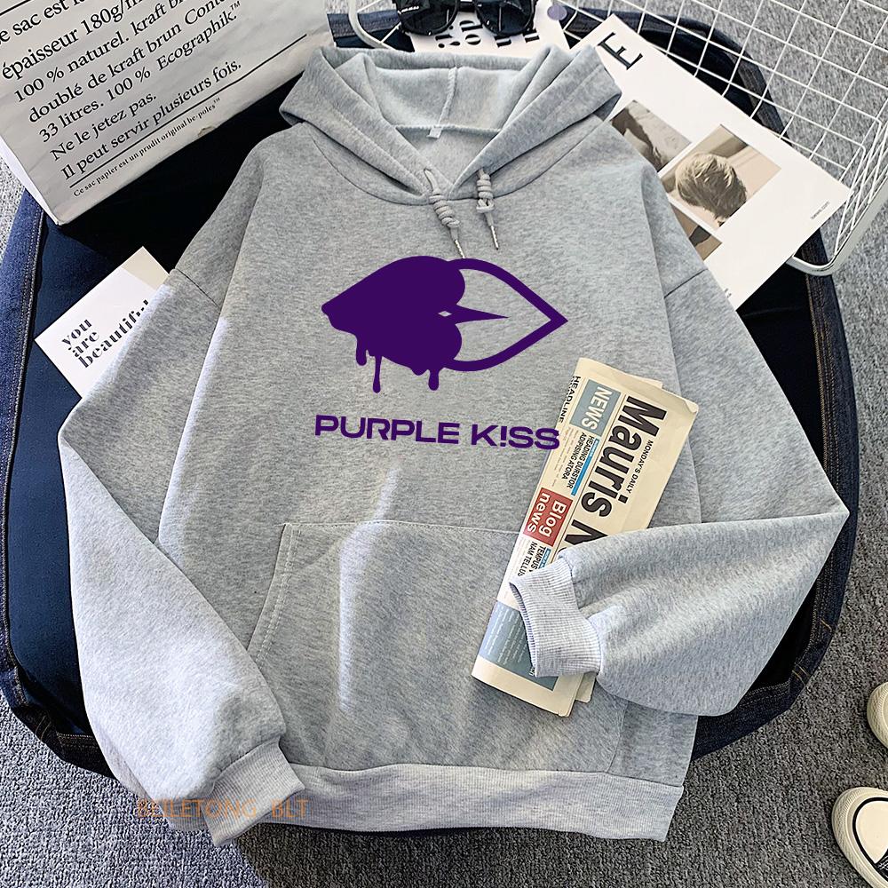 Толстовки Purple Kiss Толстовки с графикой женской группы Весенние пуловеры с длинным рукавом и капюшоном Sudaderas Одежда