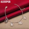 925 Sterling Silver Four Leaf Clover Pendant Chain Bracelet Jewelry