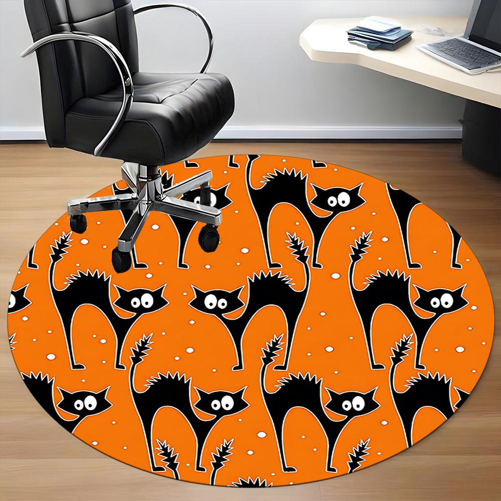 1PC Halloween Cats Chair Carpet for Office, Indoor Non-Slip Washable Carpet, Soft Comfortable Mat For Office Room yy250930216