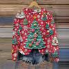 Рождественские толстовки для женщин Вязаный свитер Милая рубашка Осенний свитер с круглым вырезом Топы