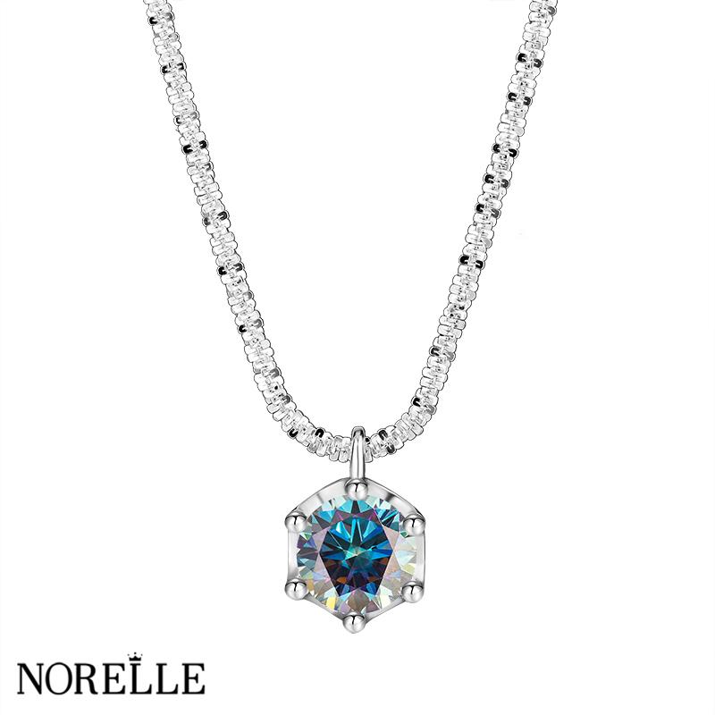 Hot Selling S925 Sterling Silver Necklace 1ct.2ct GRA  VVS Moissanite Sexangle Pendant Necklace Fine  Moissanite Jewelry Women's