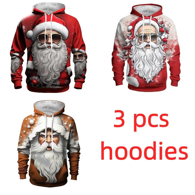 Fashion Christmas Unisex Hoodies Santa Claus 3D Print Men Women Hooded Sweatshirts Oversized Harajuku Pullovers Kids Hoodies Top