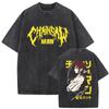 Anime Chainsaw Man Retro Washed Tshirt Funny Cartoon Denji Pochita Graphic T Shirt Men Women Fashion Vintage Casual Tshirts