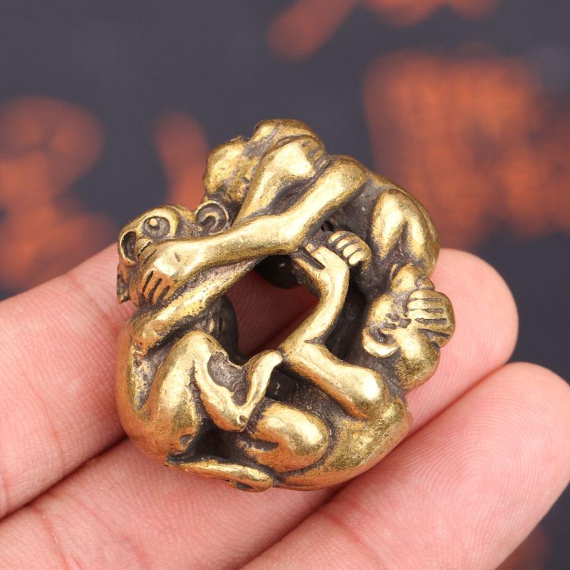 Винтажные латунные забавные статуэтки трех обезьян: ничего не вижу, ничего не слышу, ничего не говорю. Украшения для рабочего стола, подвески для ключей, аксессуары