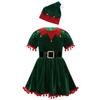 Children Girls Christmas Mrs Santa Claus Cosplay Costumes Holiday Festive Suit Party Fancy Dress With Hat Set