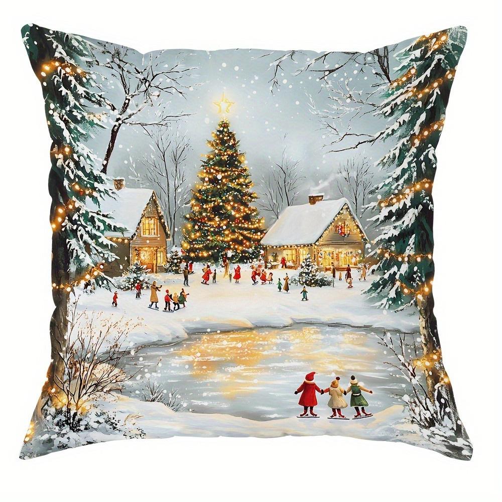 Festive Christmas Scene Pillowcases: Winter Wonderland Designs for Cozy Holidays Sofas, Bedroom Pillow Covers, Holiday Gifts