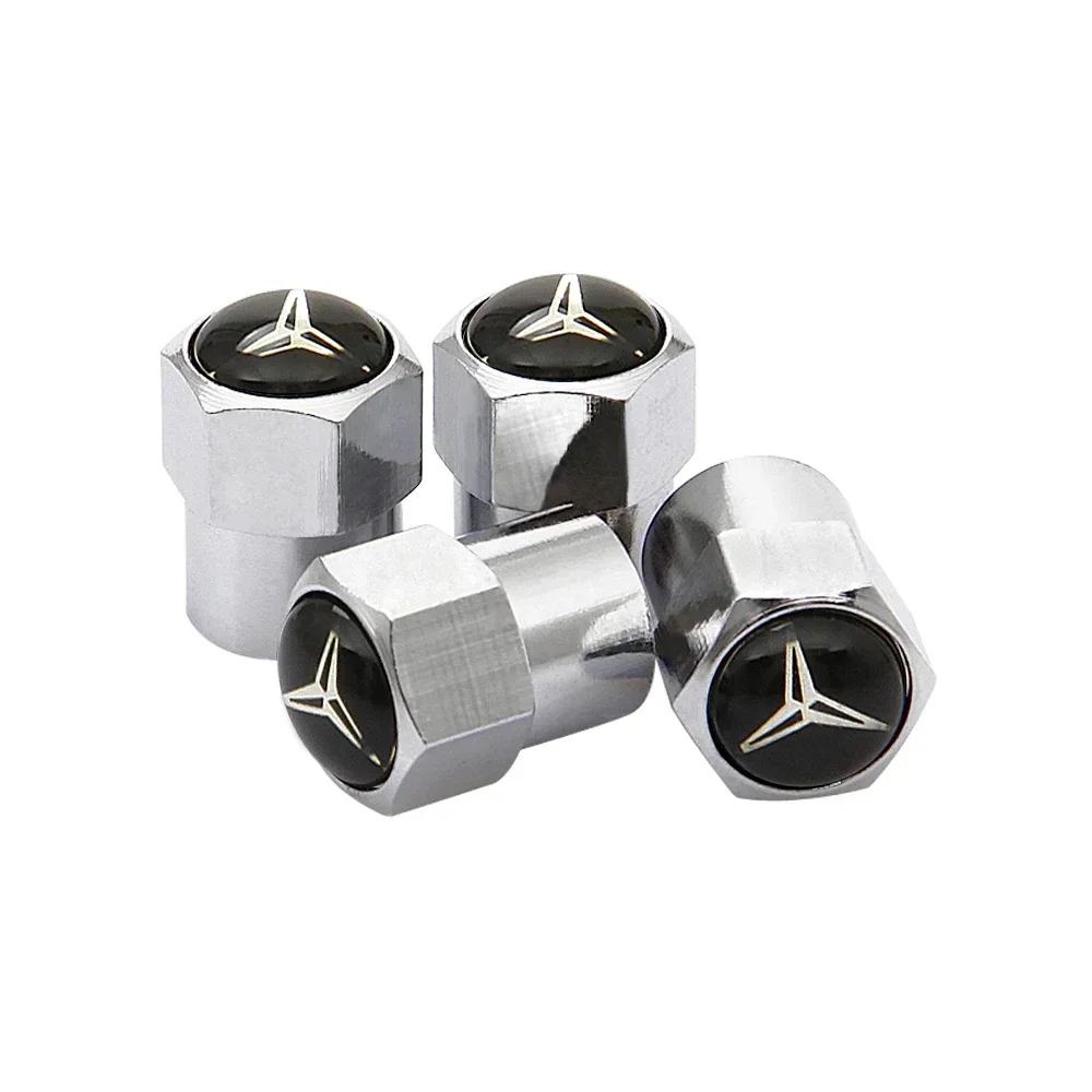 New C200 E200 For Mercedes Benz 4Pcs Car Wheel Valve Caps Tire Tyre Stem Air Cover Metal Emblem Accessories For Mercedes Benz G