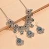 Vintage Ethnic Jewelry Set for Woman Hollow Water Drop Necklace Earrings