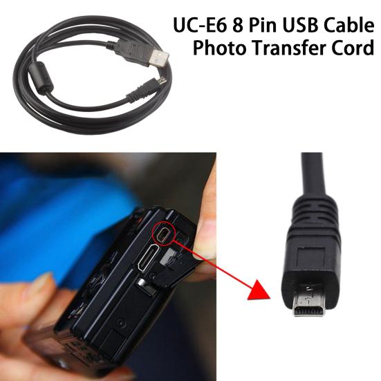 USB-кабель длиной 150 см Легкое подключение Стабильная передача Высокоскоростная передача UC-E6 8-контактный Кабель для передачи данных Mini USB для камеры Nikon
