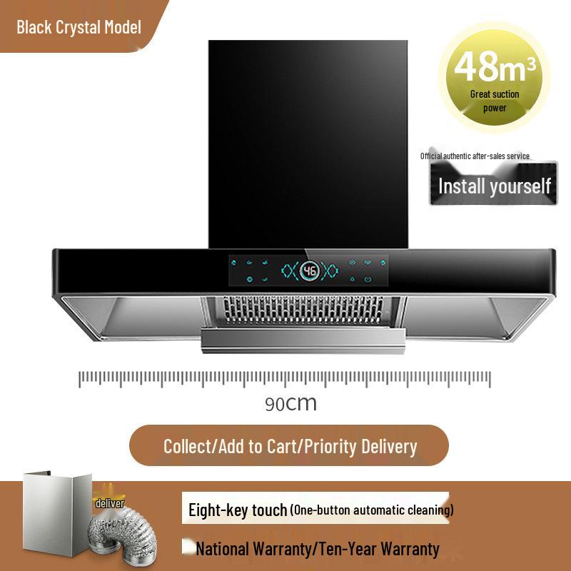 European Style High Suction Kitchen Range Hood: Top Mount T-Type with Automatic Cleaning.