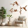 3 Pieces of Metal Bird Silhouette Wall Art Decor. Metal Bird Statues On the Branch. Add Natural Beauty To Home.