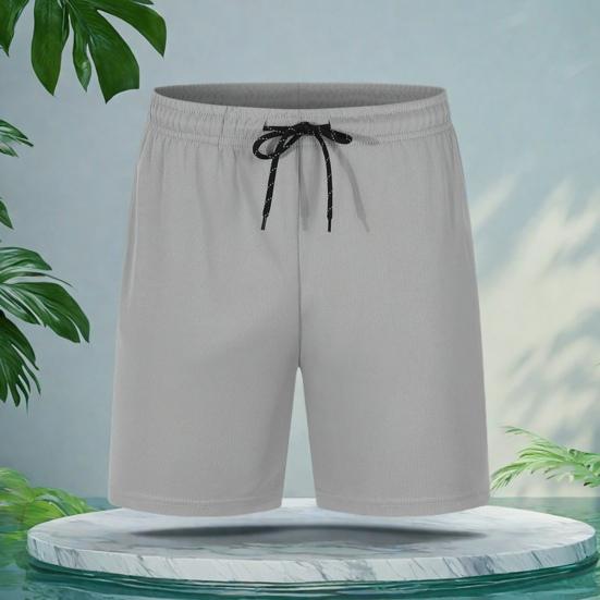 Мужские шорты с эластичной талией, регулируемые на шнурке, широкие шорты с карманами, однотонные пляжные повседневные шорты