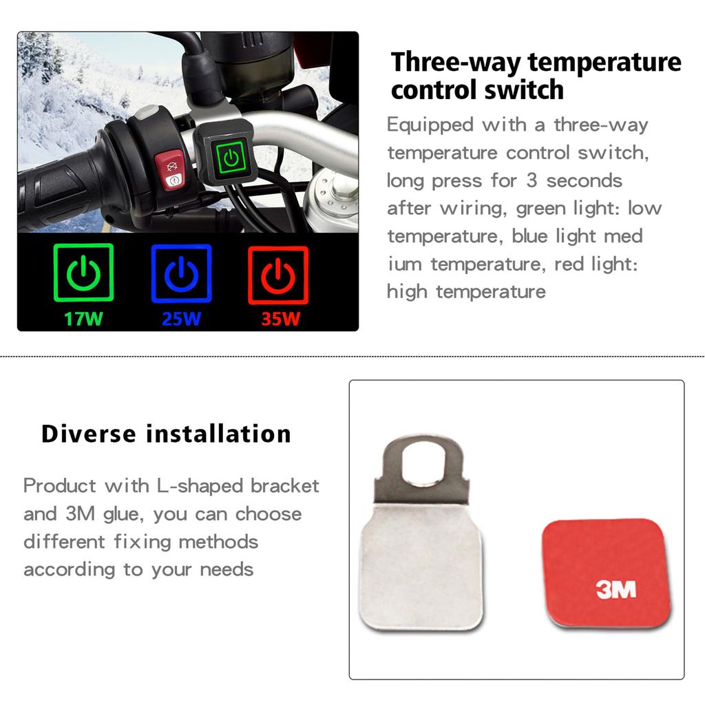 Motorcycle Electric Heating Grips 12V 22mm Handlebar Warmer ATV Bike Scooter Handle Hand Warmer Winter