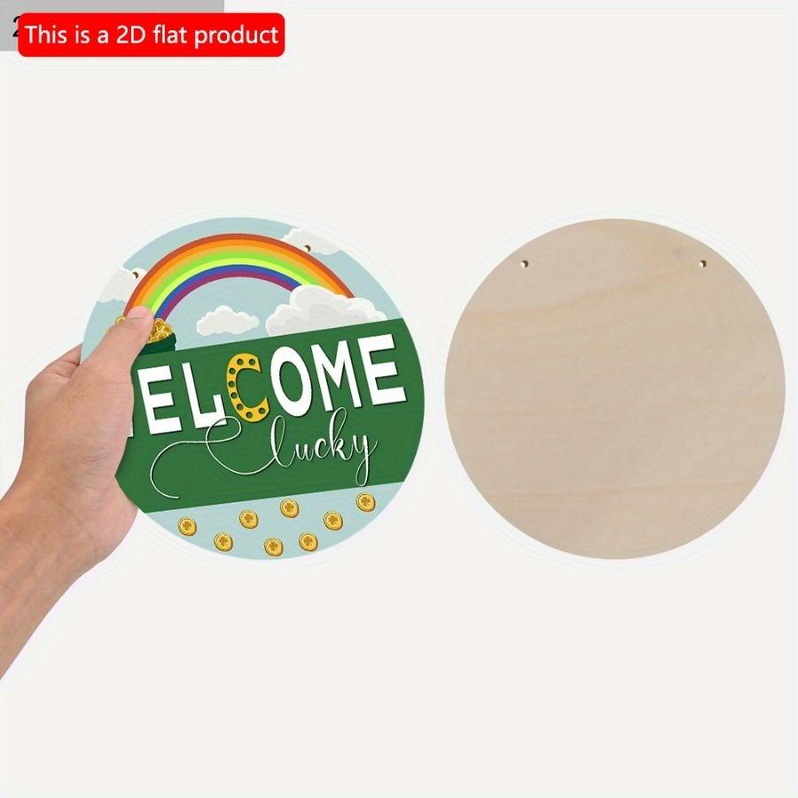 1шт 2d Flat St. Амулет ко Дню Святого Патрика: Классическая деревянная подвесная вывеска - 20 см, универсальный настенный декор для дома и не только