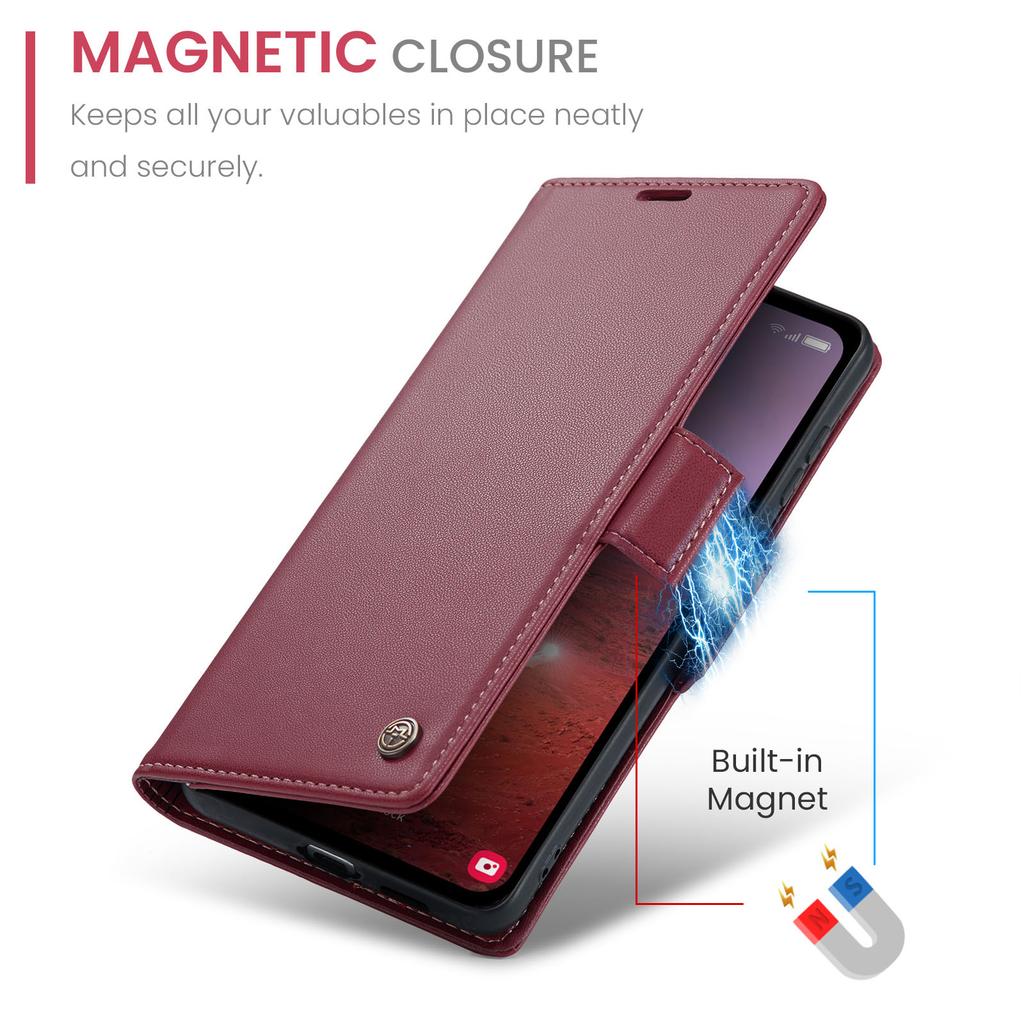 For Samsung Galaxy A55 5G Leather Case CASEME 023 RFID Blocking 3 Card Slot Mobile Cover