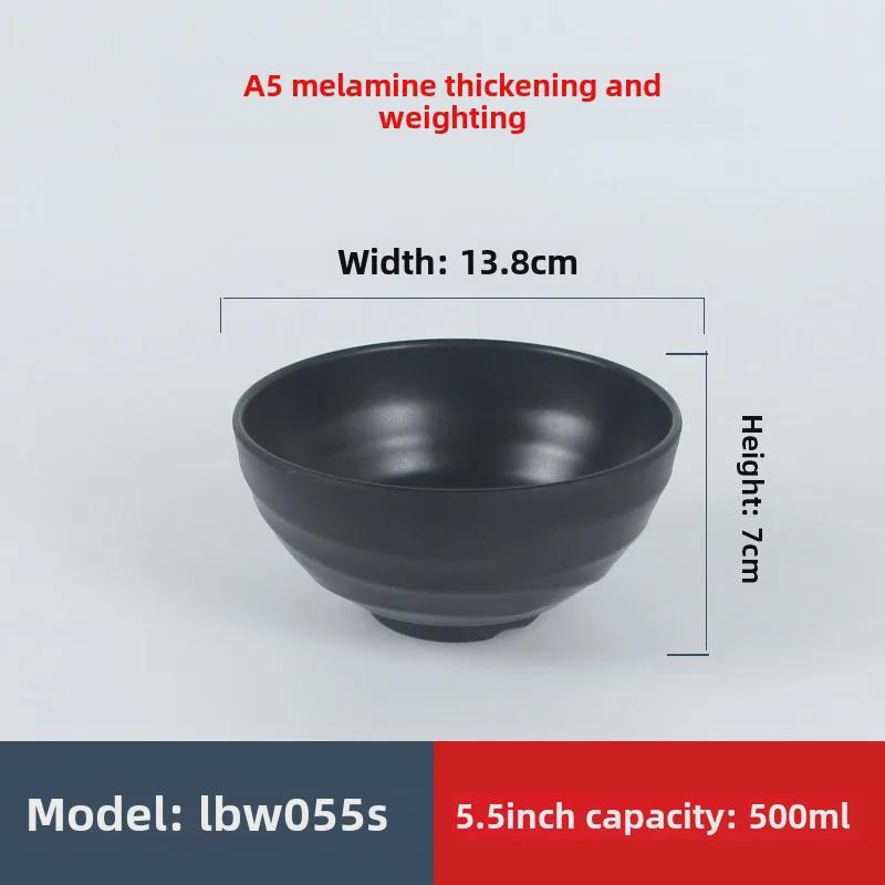 Ударопрочная меламиновая миска для лапши рамэн - черный искусственный фарфор, идеально подходит для острой лапши или риса в ресторанах.