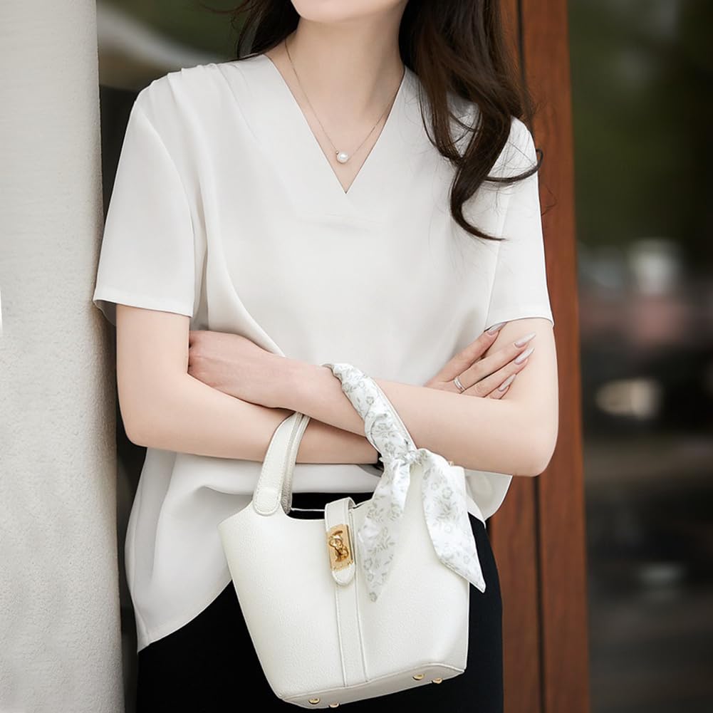 Sueeya Shirt Blouse for Short Summer [Sueeya] Women, Sleeve, V-Neck, Tuck, Body-Concealing, Slimming, Plain, Stylish, Clean, Versatile, Casual,