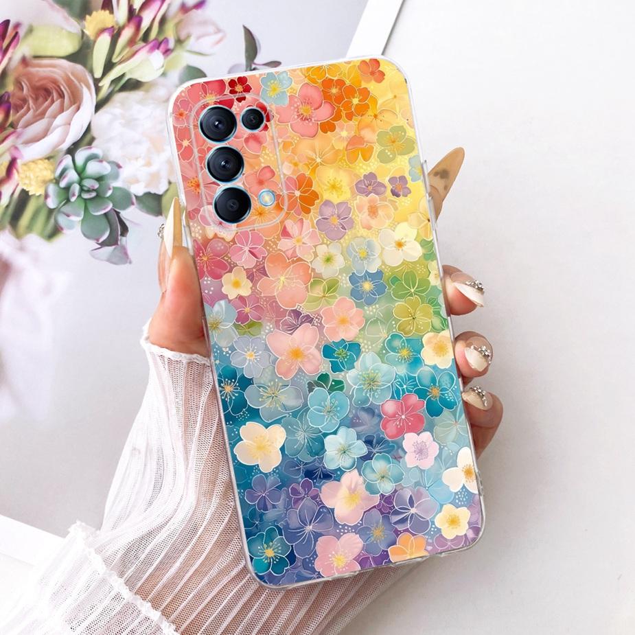 For Oppo Reno 5 Pro 5G Case CPH2201 Stylish Flowers Butterfly Painted Cover Soft Slim Phone Case For Oppo Reno 5 Reno5 Pro Shell