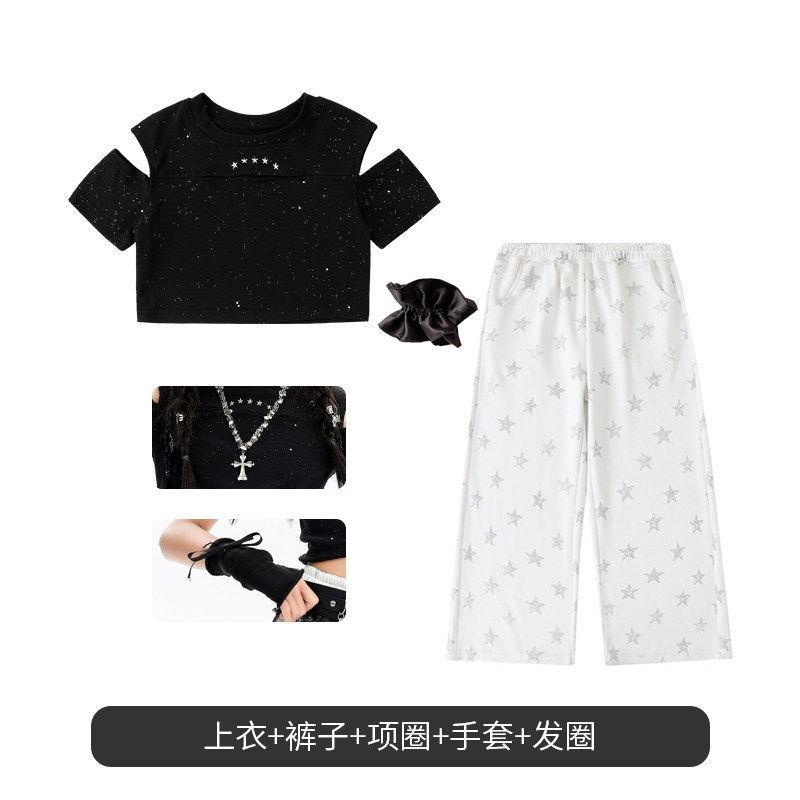 Girls Hip Hop Dance Set Kids Jazz Performance Outfit Streetwear Children