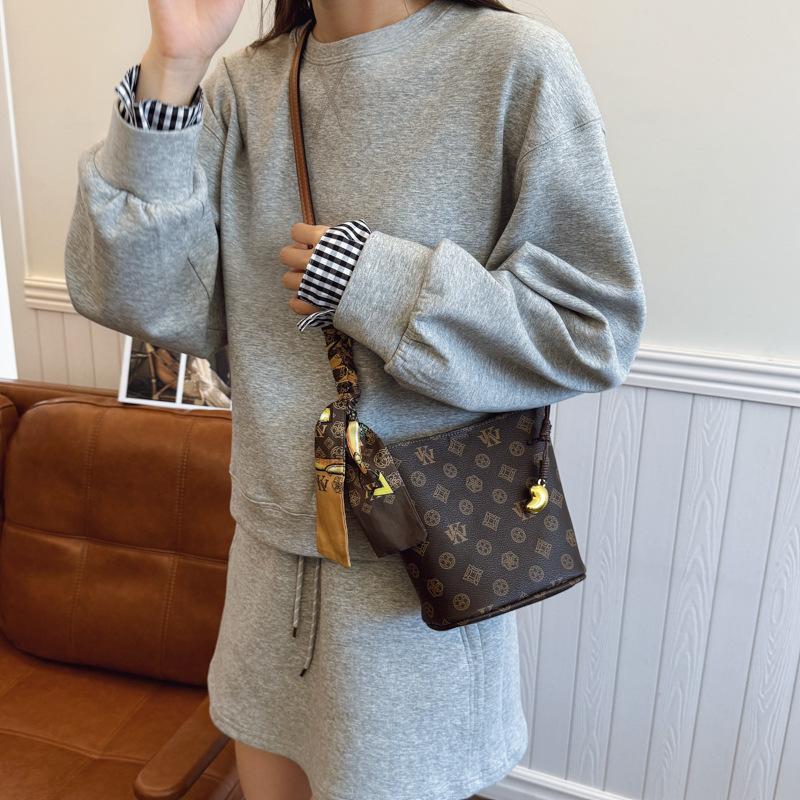 Светлая роскошь ретро старая сумка-ведро с цветочным принтом большая вместимость высококачественная женская сумка модная светлая роскошь женская на плечо сумка-мессенджер