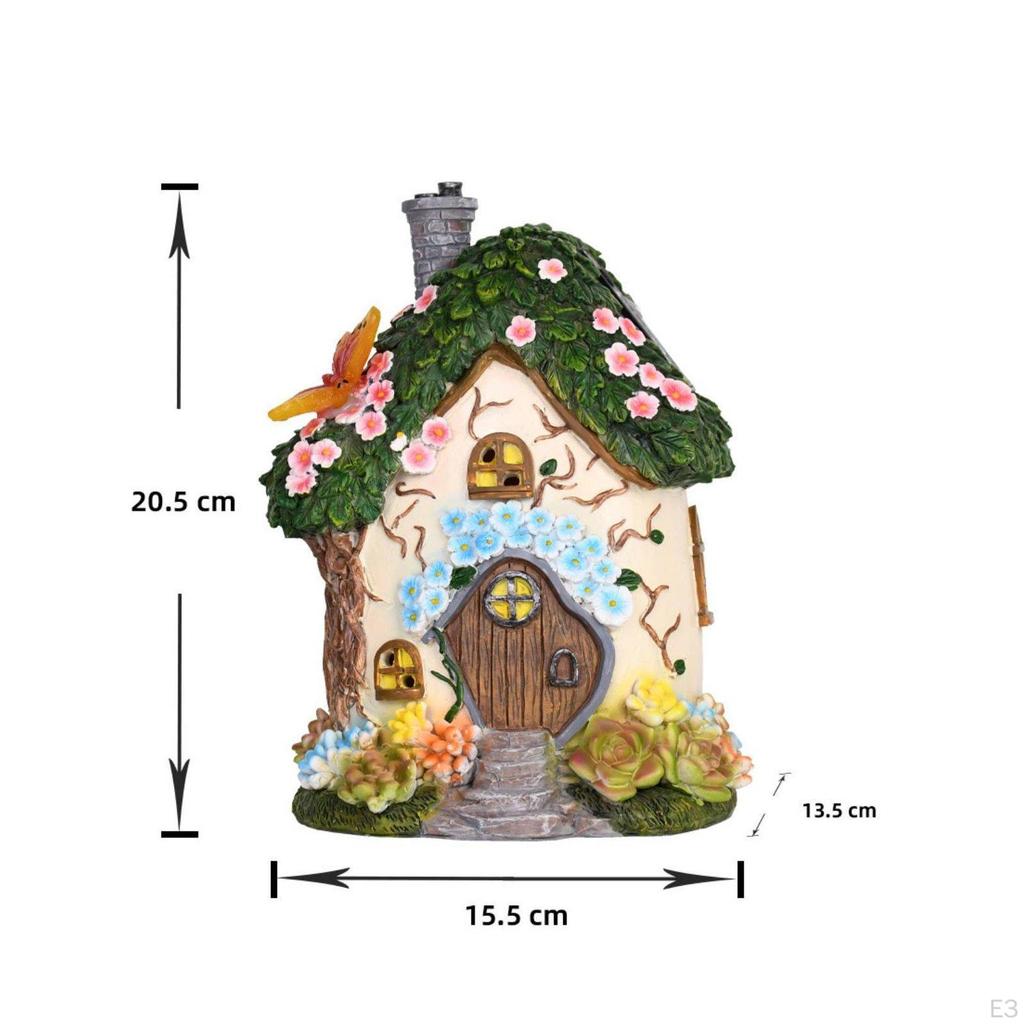 Storybook Shelter LED Solar Resin Cottage Sculpture for Garden, Yard, Patio