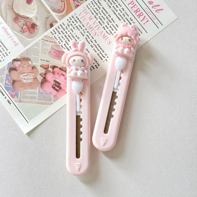 Милый нож для рукоделия в виде кролика, портативный мини-резак для коробок для студентов, мультяшный выдвижной универсальный нож для распаковки посылок, резак