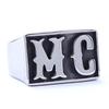 Men's Stainless Steel Biker Ring with MC Logo - European & American Style