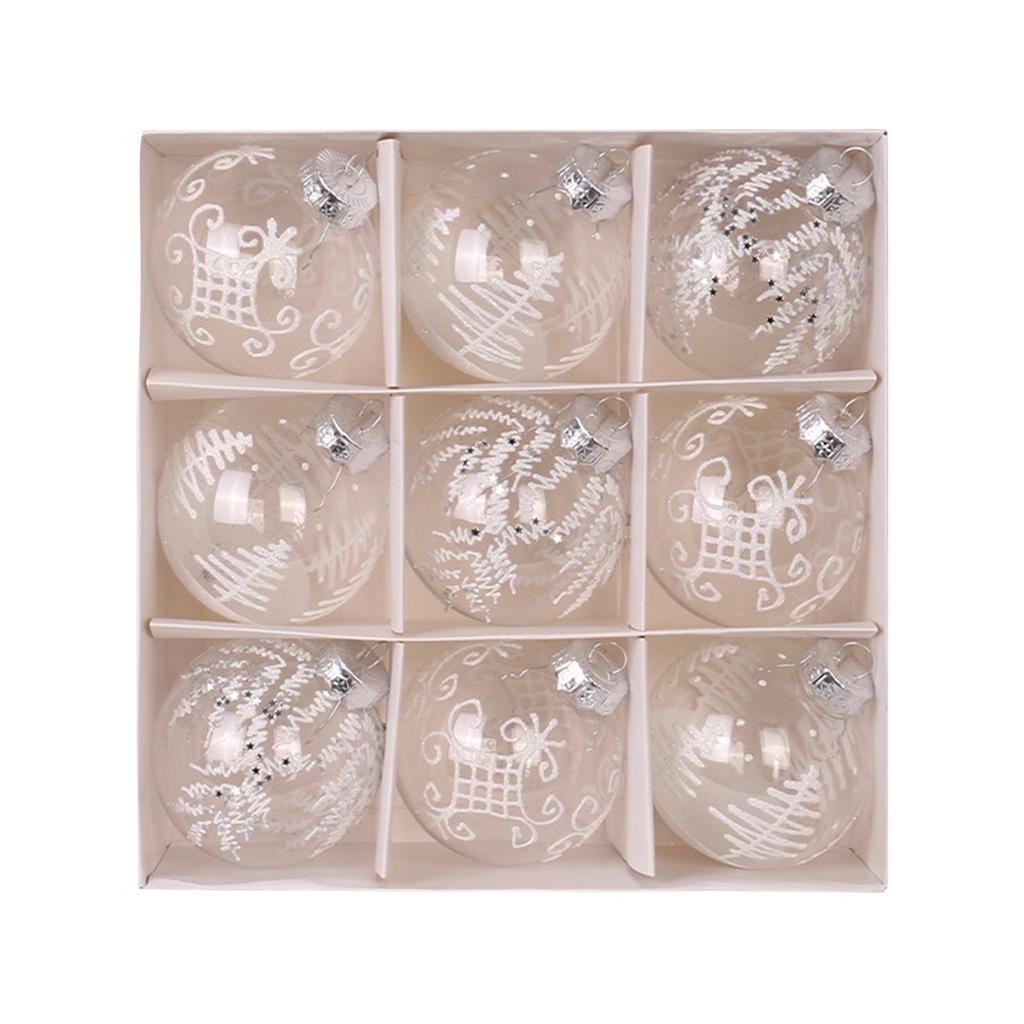 Рождественские украшения 8 см Изысканный ПЭТ Прозрачный окрашенный Рождественский шар Подарочная коробка Окно Рождественская елка Подвесной шар