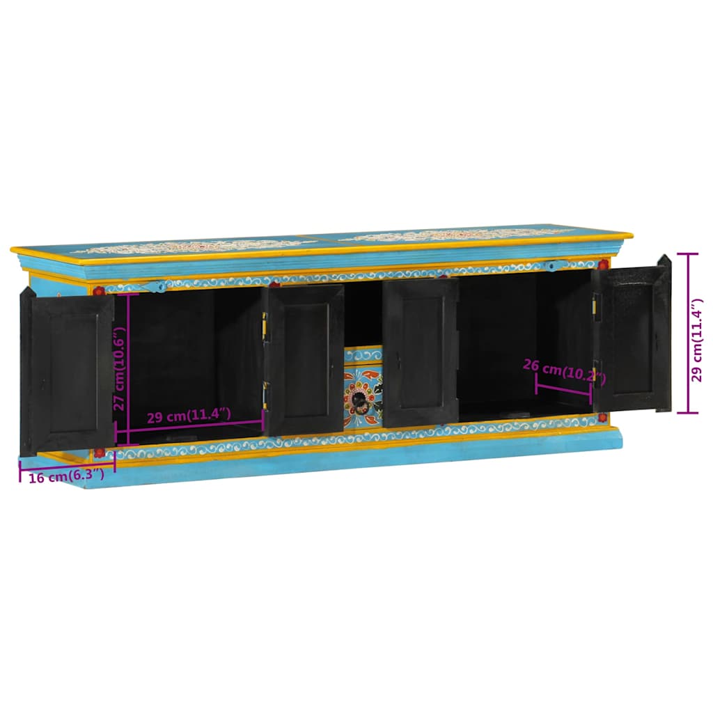 Blue TV Cabinet 110 x 30 x 40 cm Solid Mango Wood