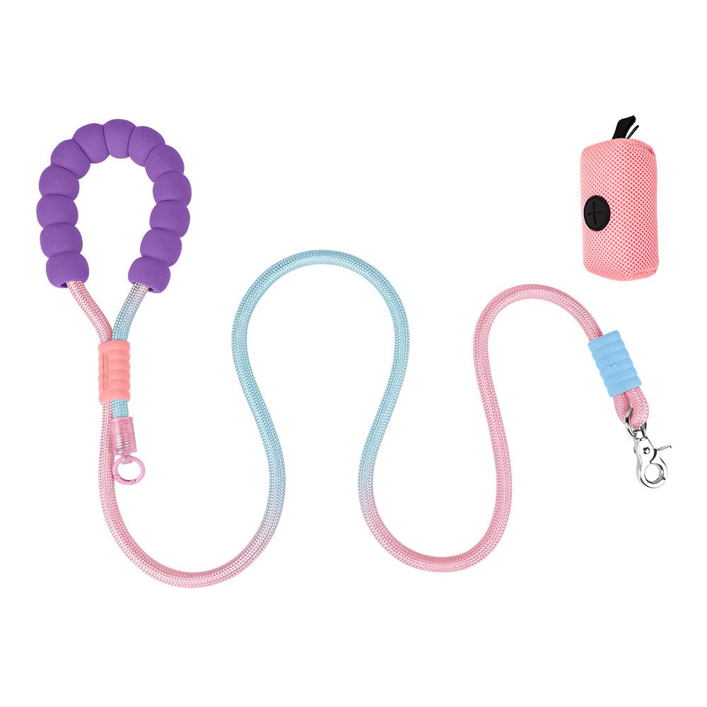 Поводок для собак цвета дофамина: Удобная ручка из пеноматериала, держатель для мешка для фекалий, износостойкий для походов
