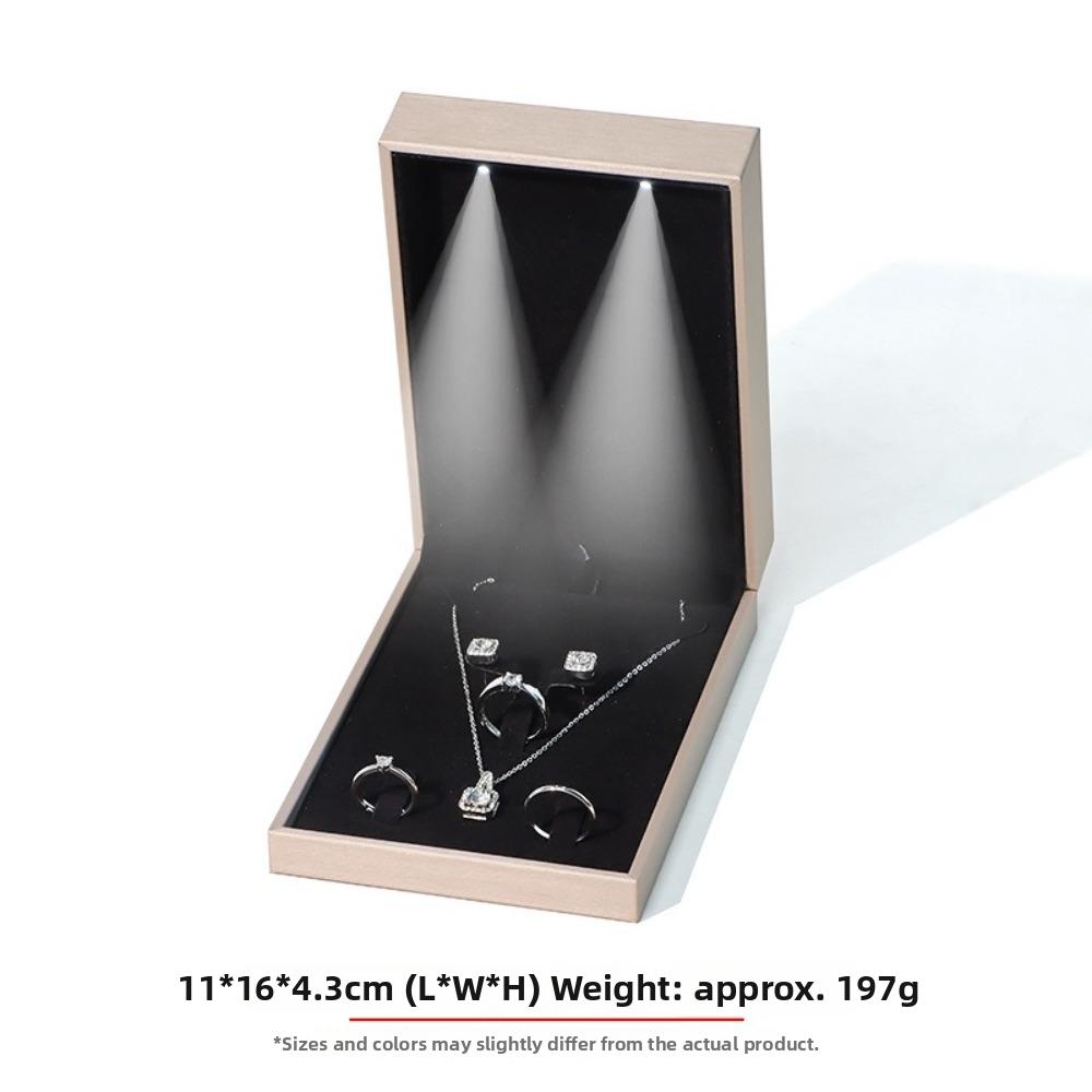 LED Light Jewelry Display Storage Box PU Leather Bracelet Ring Necklace Organizer Wedding Gift