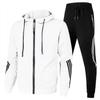 Men's Sportswear for Spring Autumn Running Fitness Hooded Sweatshirt Long Pants Air Layer Zipper Sweater Sportswear