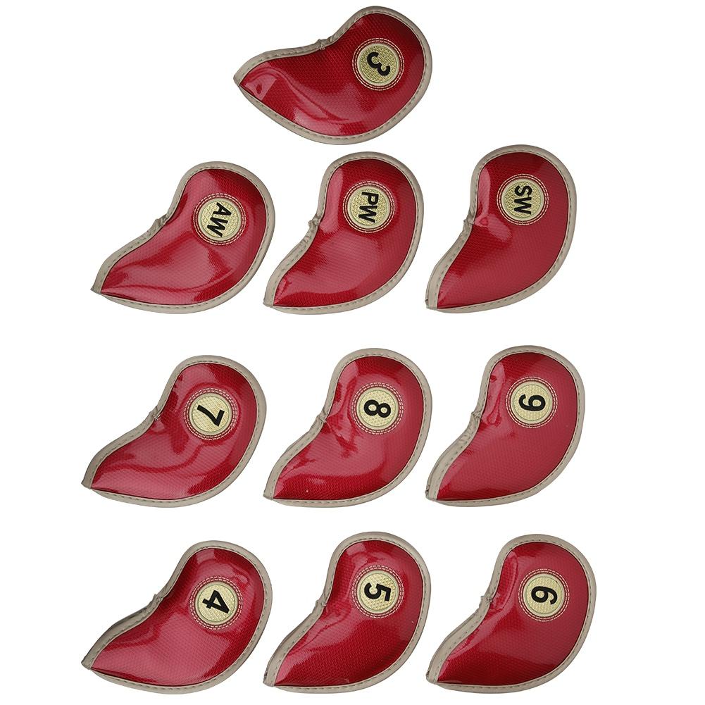 10Pcs Set High Quality PU Golf Iron Head Cover Headcover Club Protector Protective Casered