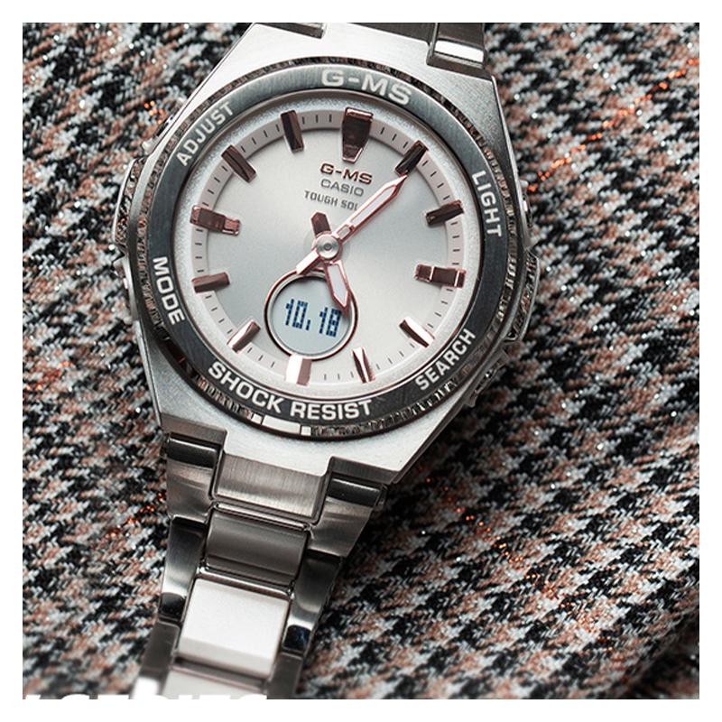 Casio BABY-G Легкие Солнечные Спортивные Водонепроницаемые Кварцевые Часы Ремешок из Нержавеющей Стали и Смолы Японские и Корейские Часы Женские Часы MSG-S200C-7APRD