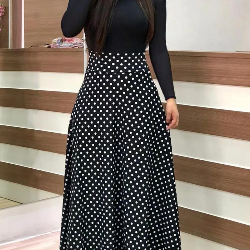 2024 European and American style flower print color matching short sleeved dress for women's large swing skirt