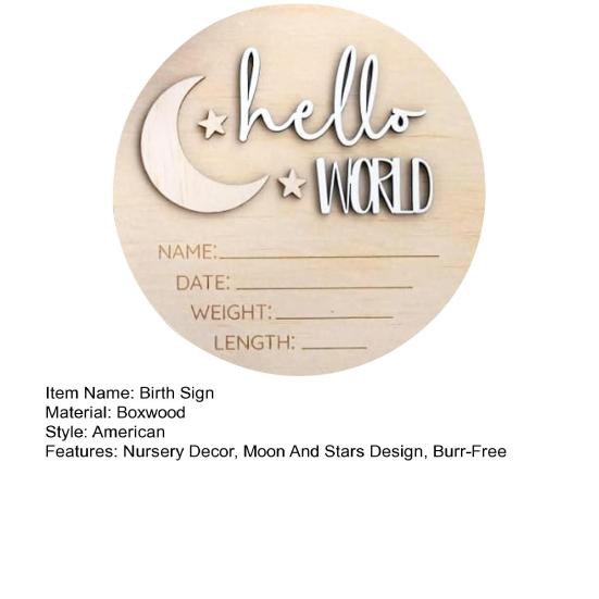 Привет, мир, новорожденный, дизайн луны и звезд, деревянная доска для объявления о рождении, табличка с именем ребенка, приветственный знак для новорожденного, декор детской комнаты, подарок на празднование рождения ребенка