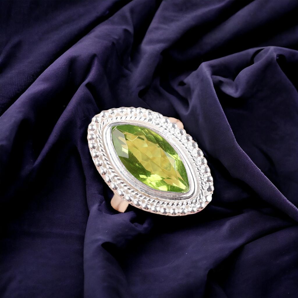 Хризолит Драгоценный Камень 925 Стерлинговое Серебро Ювелирные Изделия Для Женщин Подарок Ручной Работы Кольцо RR-26-2