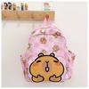 Capybara Cartoon Vibrant School Backpack For Children With Durable Nylon Material And Fun Design