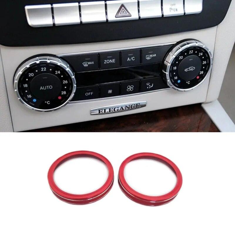 Aluminium Alloy Car Air Conditioner Knob Ring Sticker Trim For Mercedes Benz C Class W204 2008-2013 Auto Interior Accessories