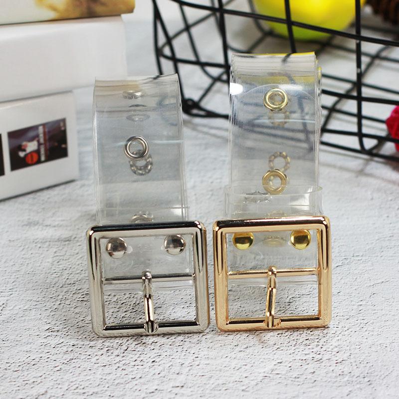 Fashion All-Match Resin Plastic Fully Transparent Belt Circle Buckle Porous Women's Belt Jeans Students'