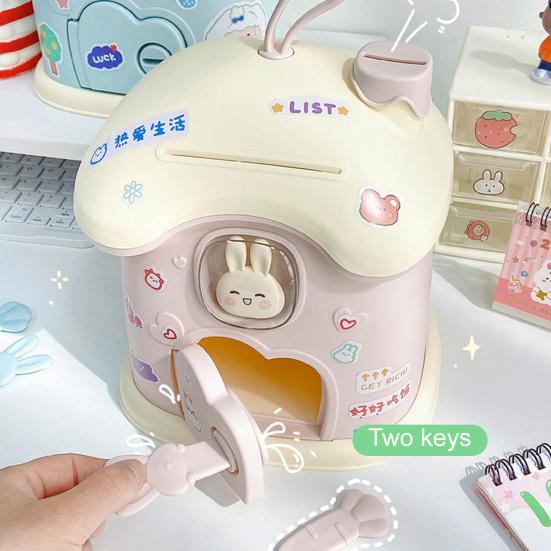 Piggy Bank Creative Shape Adorable Appearance Large Capacity Vibrant Color with Keys Save Money Acrylic Cartoon Money Coin Piggy