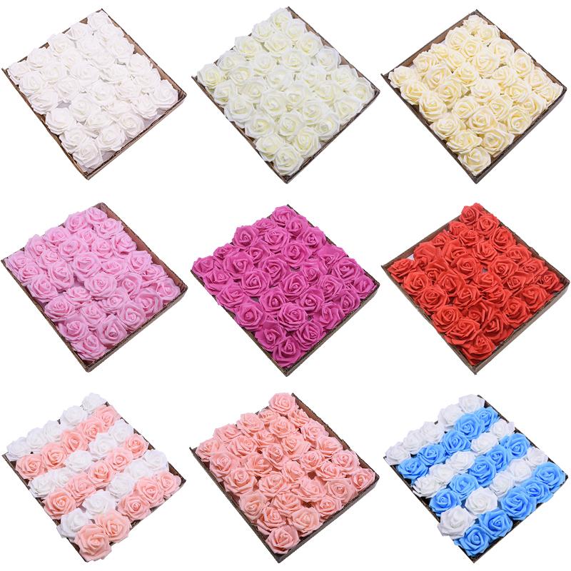 8cm Artificial Flowers Roses 25/30/20/10pcs Real Fake Roses With Stem for Wedding DIY Bouquets Home Artificial Flower Decoration