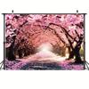 2D Фотофон Тоннель из Цветущей Вишни Дорога Сакуры Фон