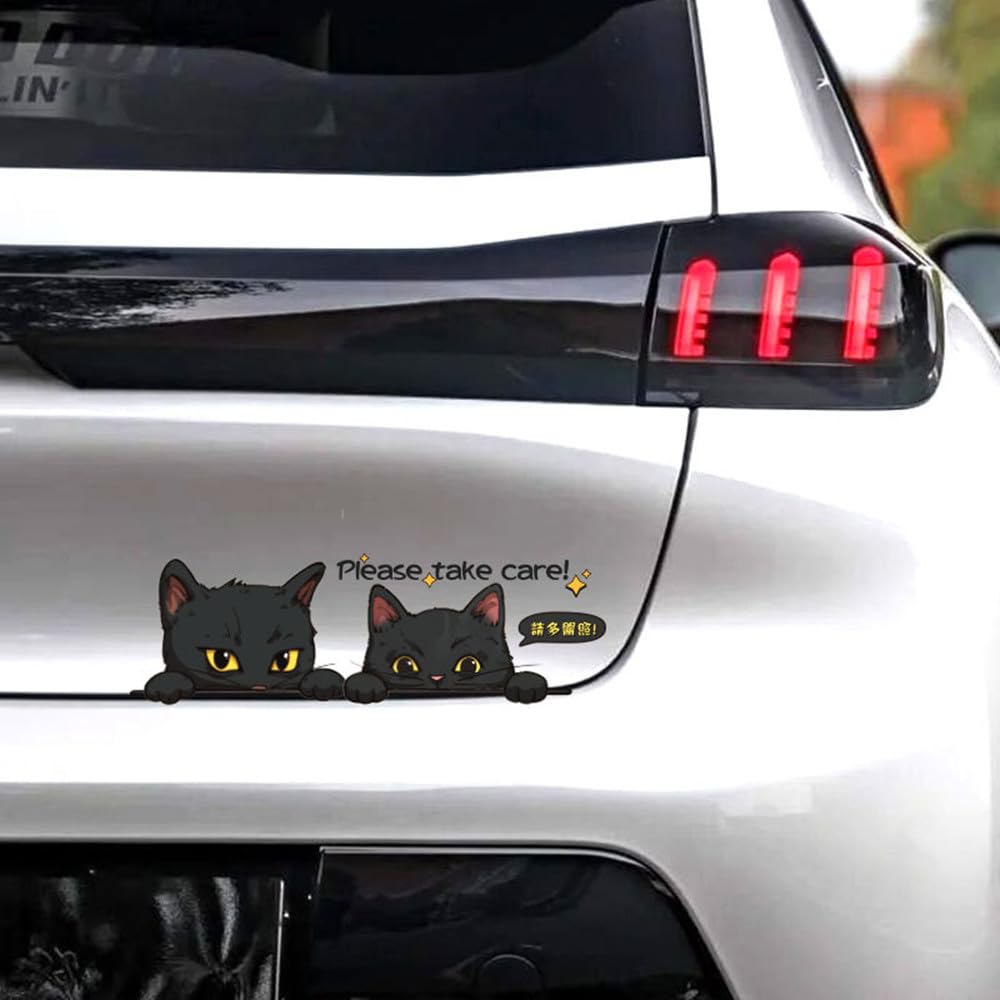 Наклейки на машину TATACLEA, Милые наклейки на машину с котиками, Мультяшные наклейки на машину, Наклейки от царапин Два котенка