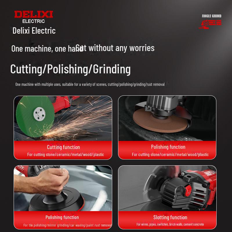 Бесщеточная литиевая угловая шлифовальная машина Delixi - мощный многофункциональный инструмент для резки и полировки