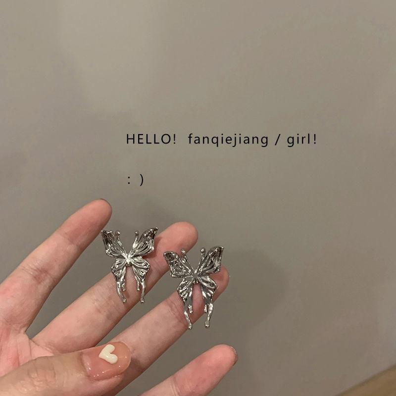 Корейская мода готический панк стиль стерео бабочка женские серьги для крутых женщин металлические висячие серьги комплект ювелирных изделий для вечеринки